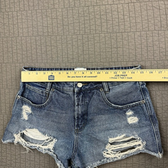 RVCA Denim Shorts Women 27 Blue Boyfriend Fit Distressed Surfer Summer - Picture 9 of 12